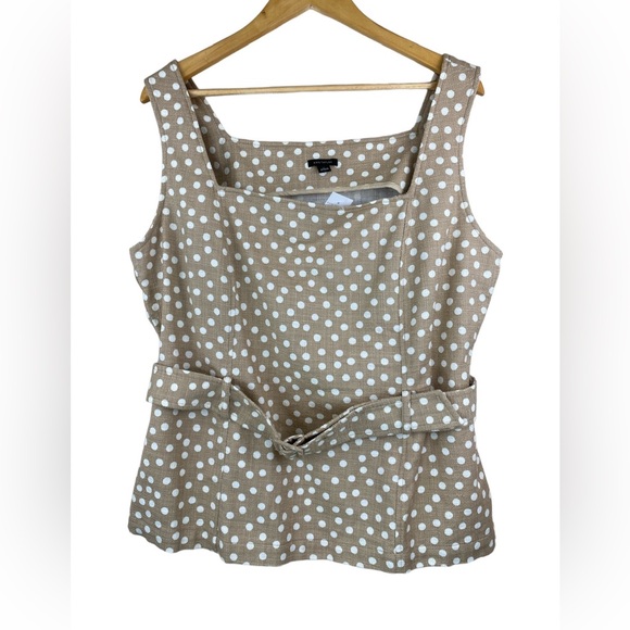 NWT Ann Taylor Dotted Belted Square Neck Shell Sleeveless Size XL - Picture 6 of 10